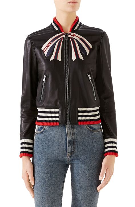 women's gucci leather jacket|gucci leather jacket women's.